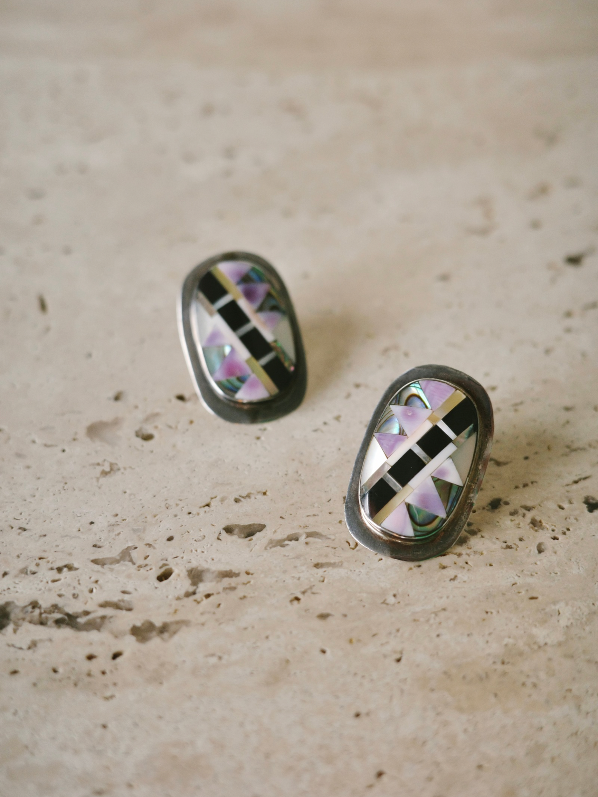 Mosaic Mother of Pearl & Onyx Earrings