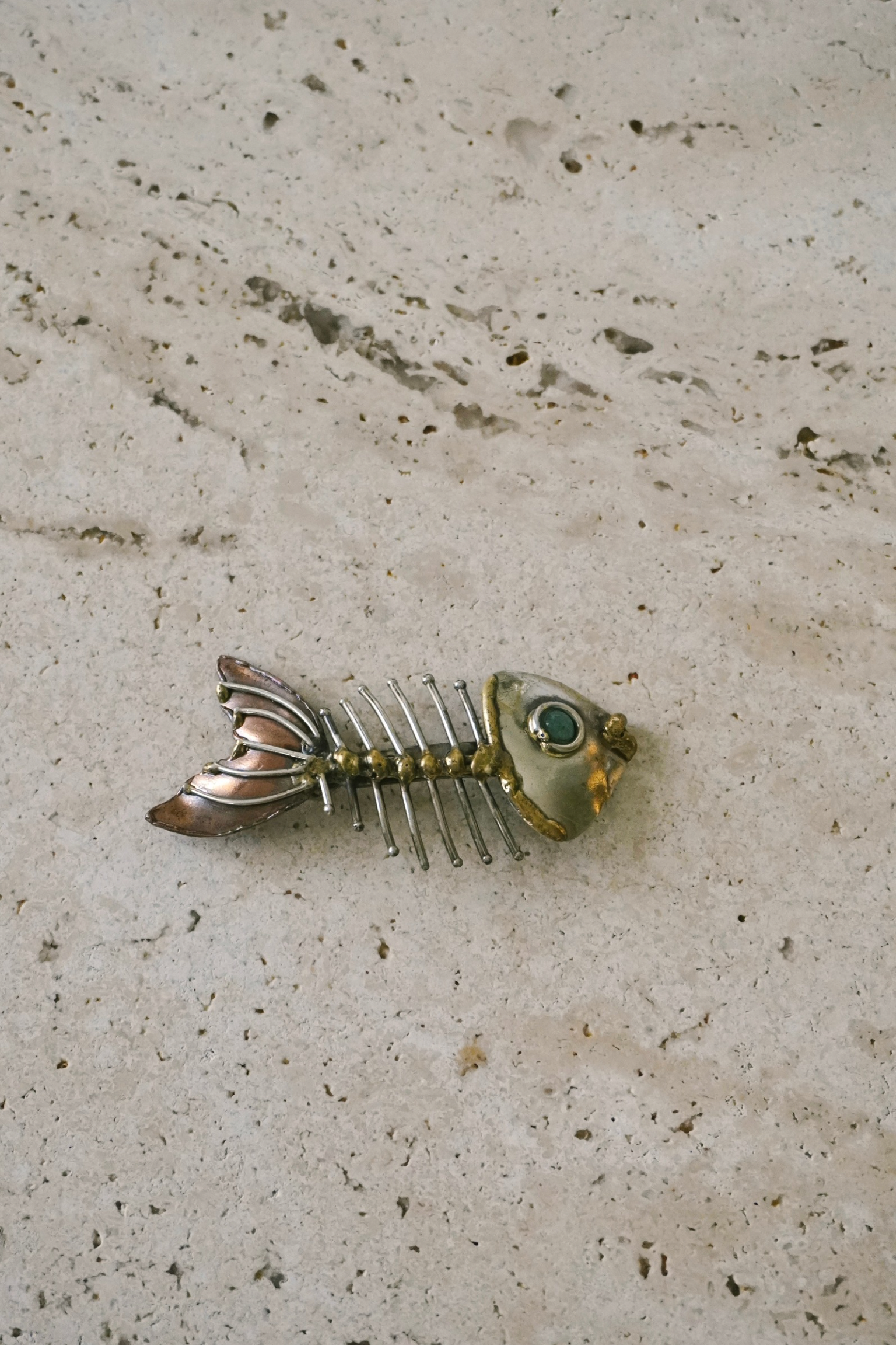 Brutalist Fish Skeleton Brooch