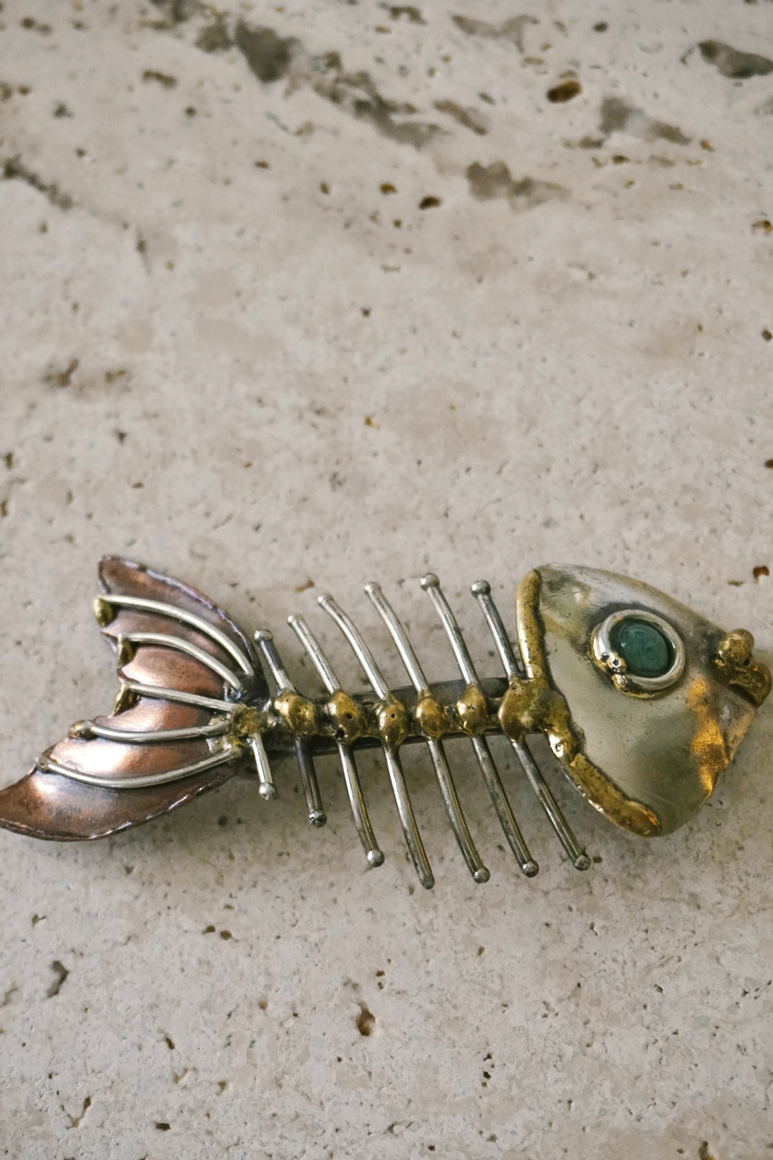 Brutalist Fish Skeleton Brooch