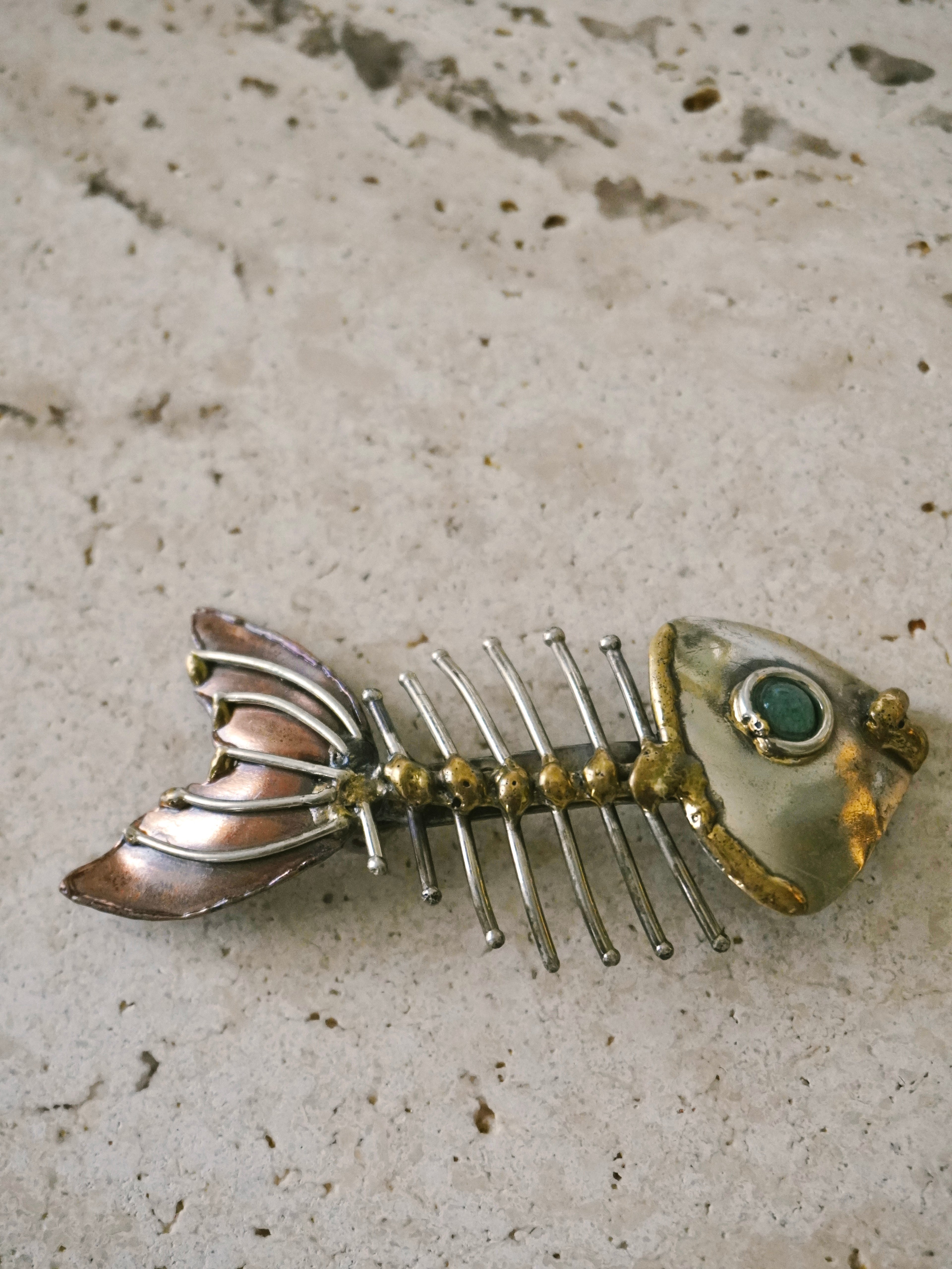 Brutalist Fish Skeleton Brooch