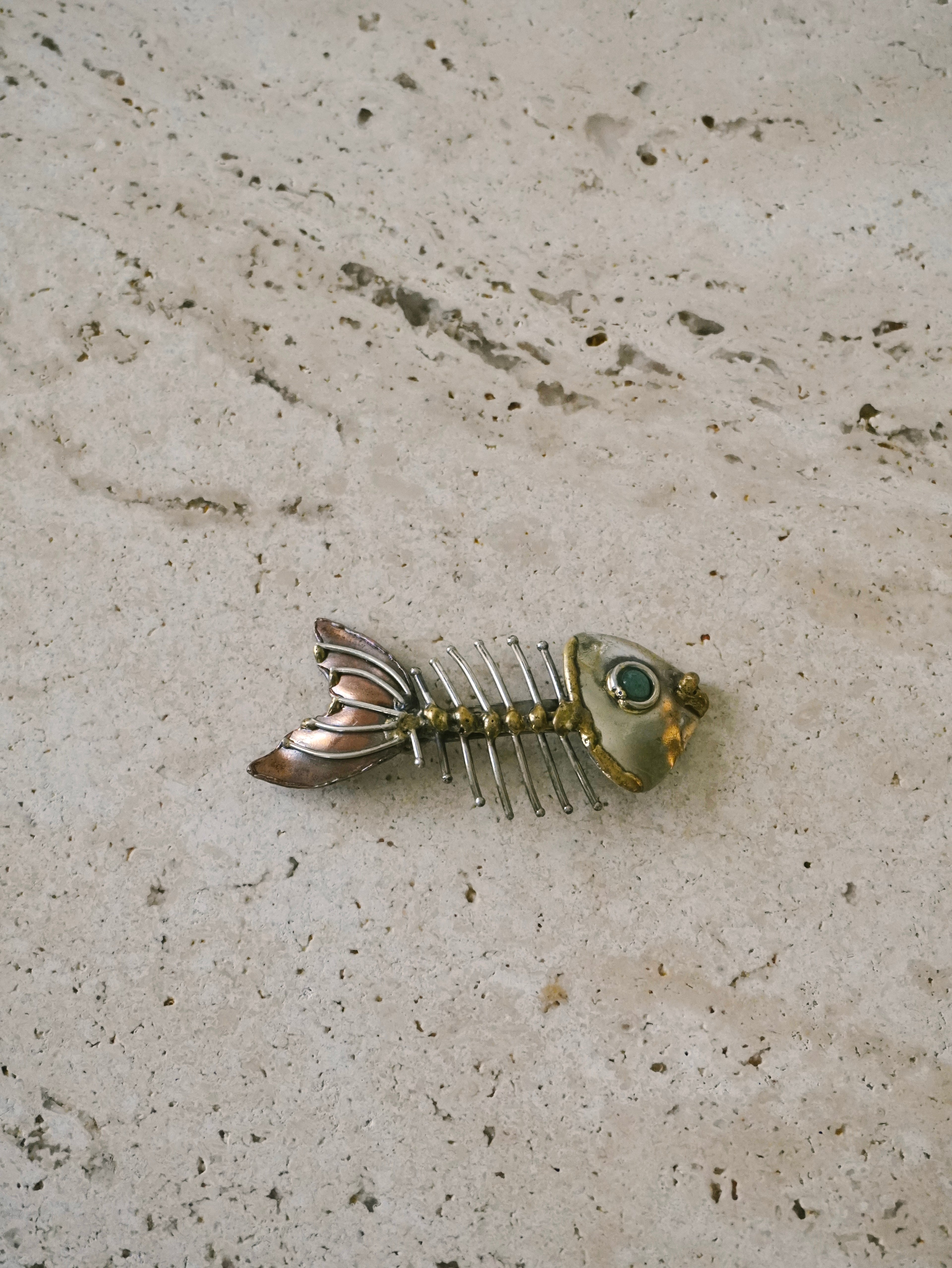 Brutalist Fish Skeleton Brooch
