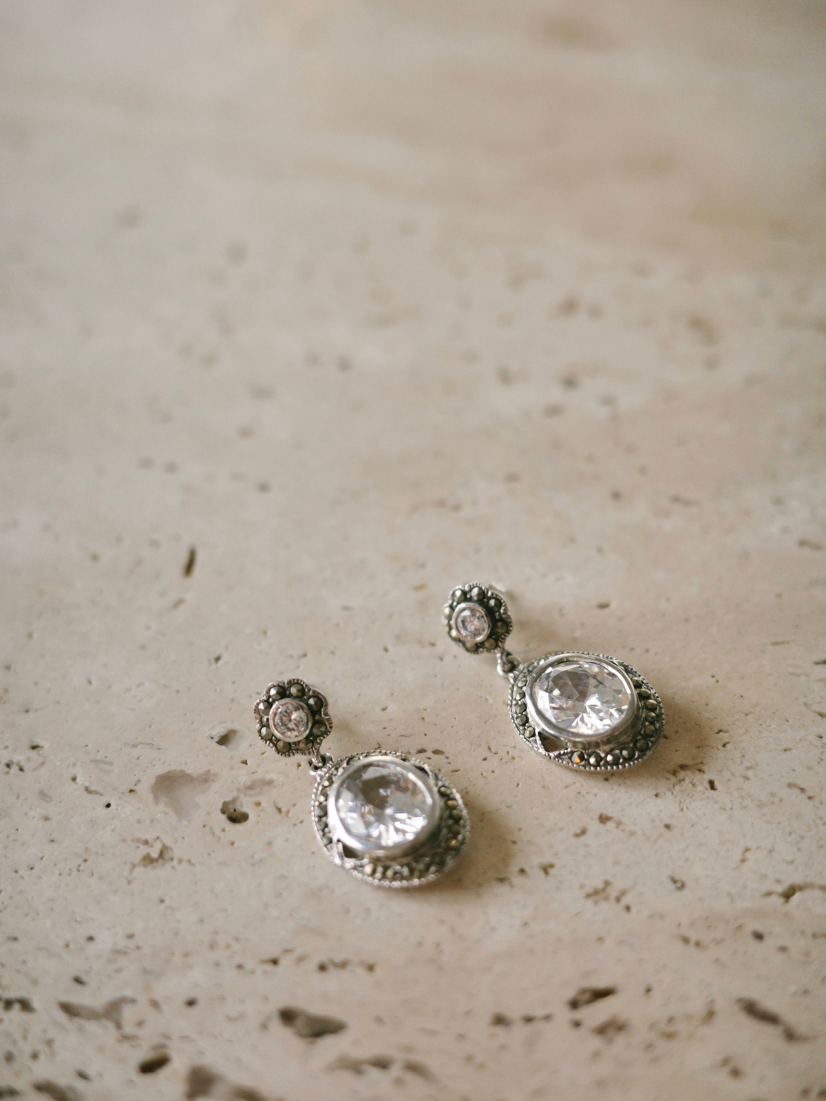 Crystal Oval Drop Earrings