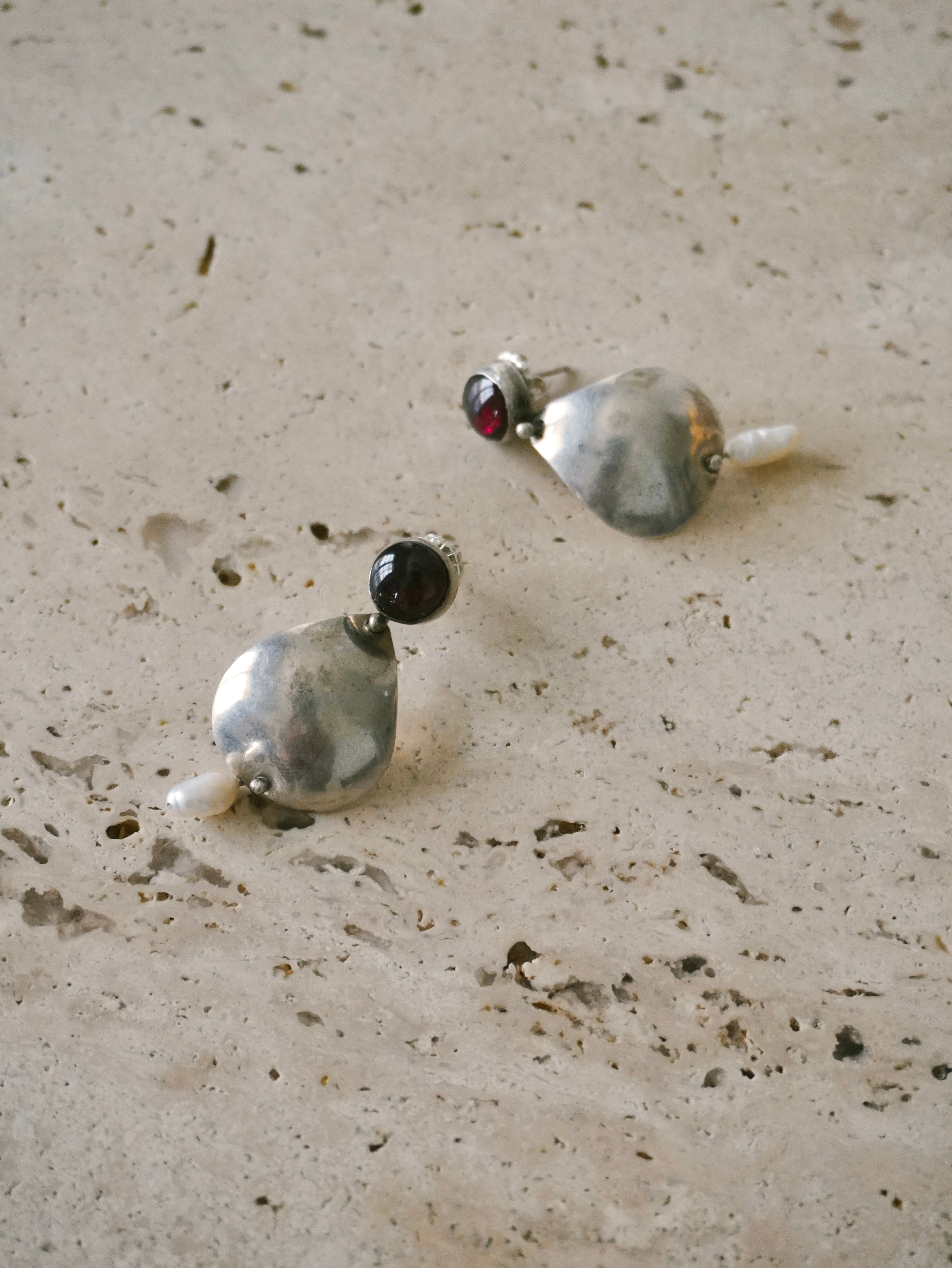 Cascading Pearl & Garnet Earrings